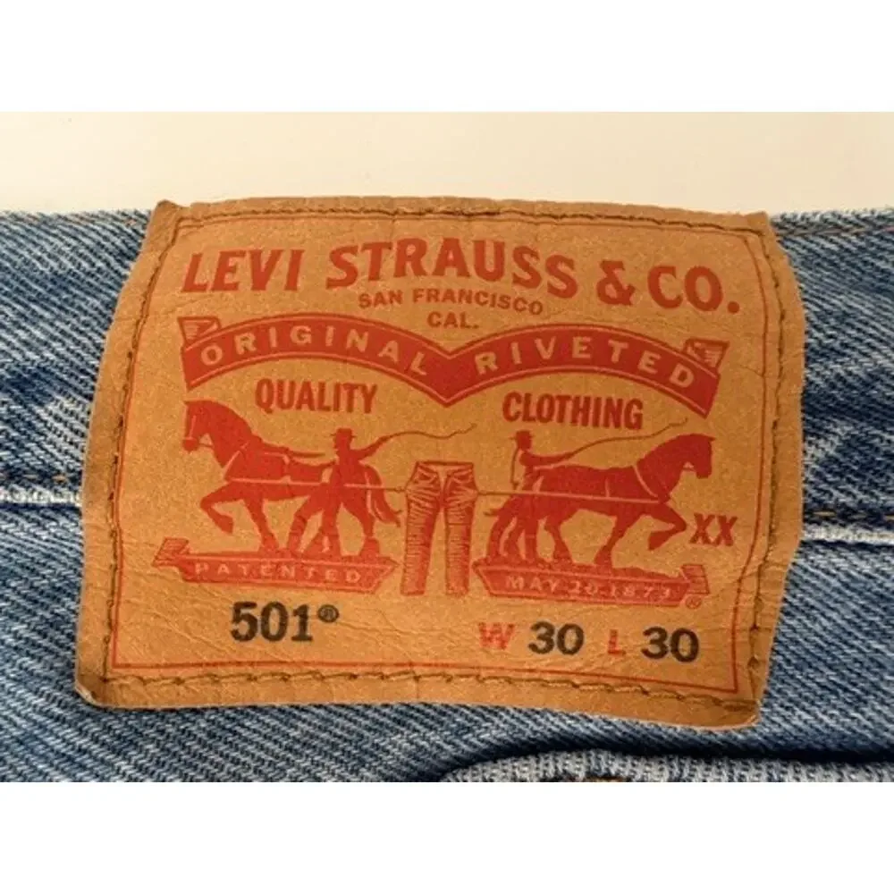 Levi's 501 Mens 30x30 Blue Distressed Ripped Jeans